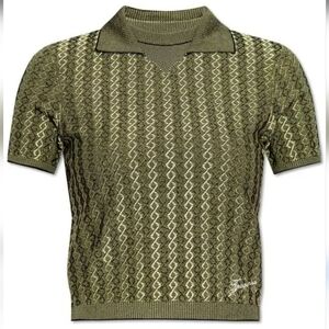 Jacquemus Olive Green Knit Polo Top